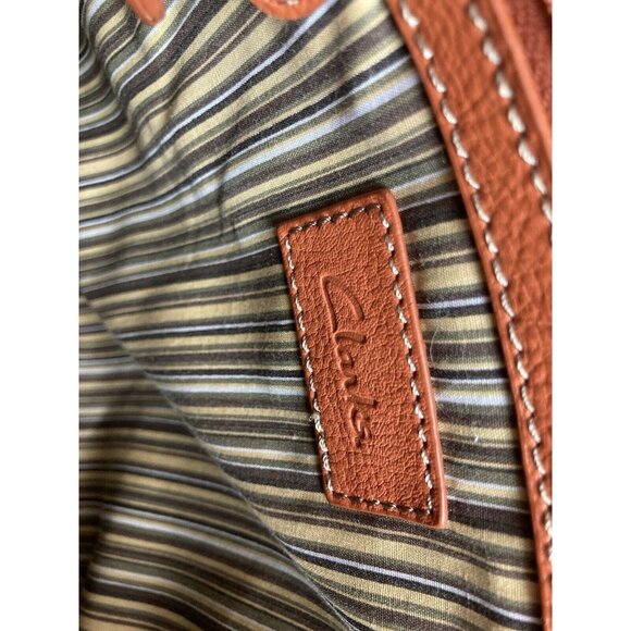 Clarks Pebbled Leather Purse Rust Orange Medium Boho Travel Satchel Double Strap - Picture 8 of 13